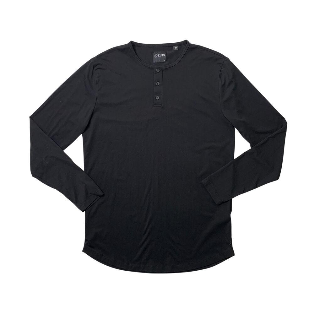 CUTS Shirt Mens M Medium Long Sleeve Henley PYCA Pro Performance Curved Hem